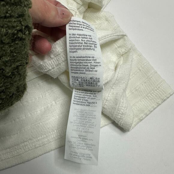 Madewell Cream Textured Cropped V-Neck Tee Size M - Picture 9 of 10